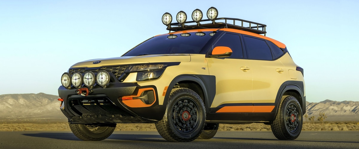 A two-inch lift kit, off-road tires, and a winch behind the front valance make the X-Line Trail Attack Concept ready to leave the pavement behind.